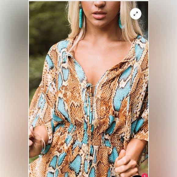 Oliváceos RADIANT REVEAL SNAKE
PRINT ROMPER Bohemian Print Jumpsuit Size: S - Picture 4 of 17